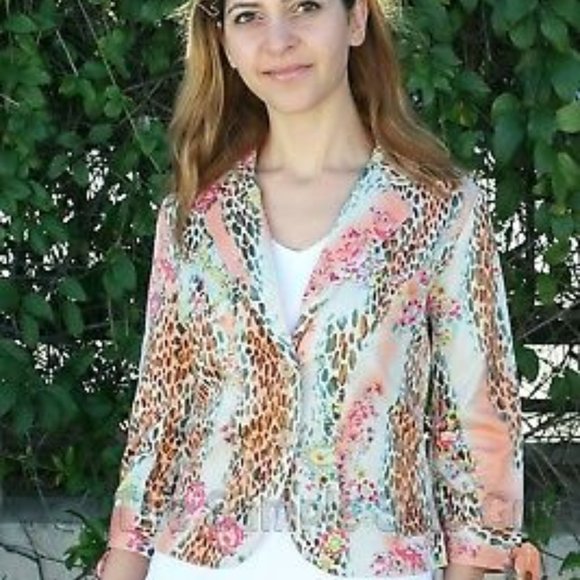 Jacket Leopard Print w/ Rhinestones size L - Picture 3 of 10